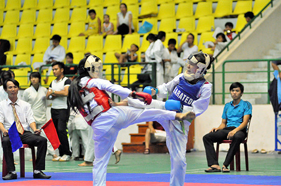 Giải Karatedo trẻ tỉnh là cơ hội rất tốt cho các VĐV cọ xát.Ảnh: A.SÂC