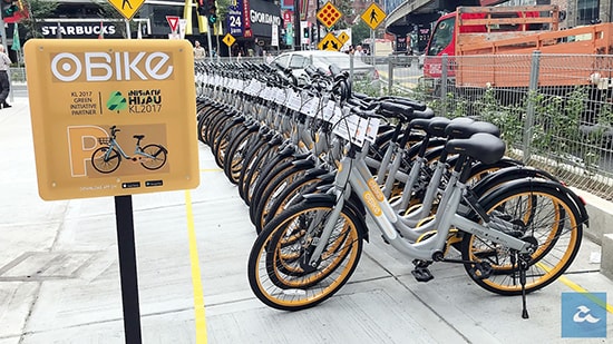 Dịch vụ oBike tại Kuala Lumpur, Malaysia nhân sự kiện SEA Games 2017. Ảnh: reddit