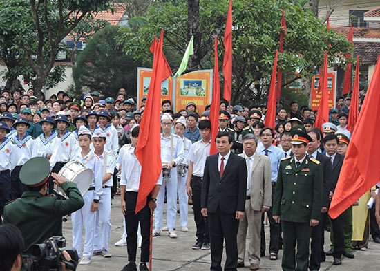 Ban CHQS TP.Hội An luôn làm tốt công tác tuyển quân.  TRONG ẢNH: Lễ giao nhận quân năm 2017. Ảnh: T.C