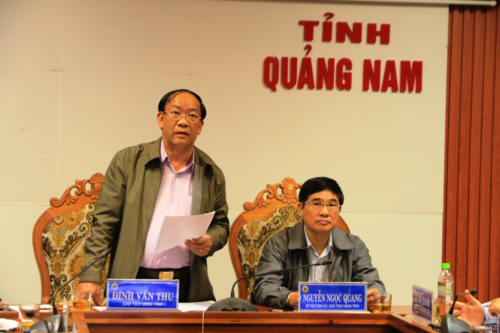 Chủ tịch UBND tỉnh Đinh Văn Thu phát biểu tại hội nghị. Ảnh: T,C