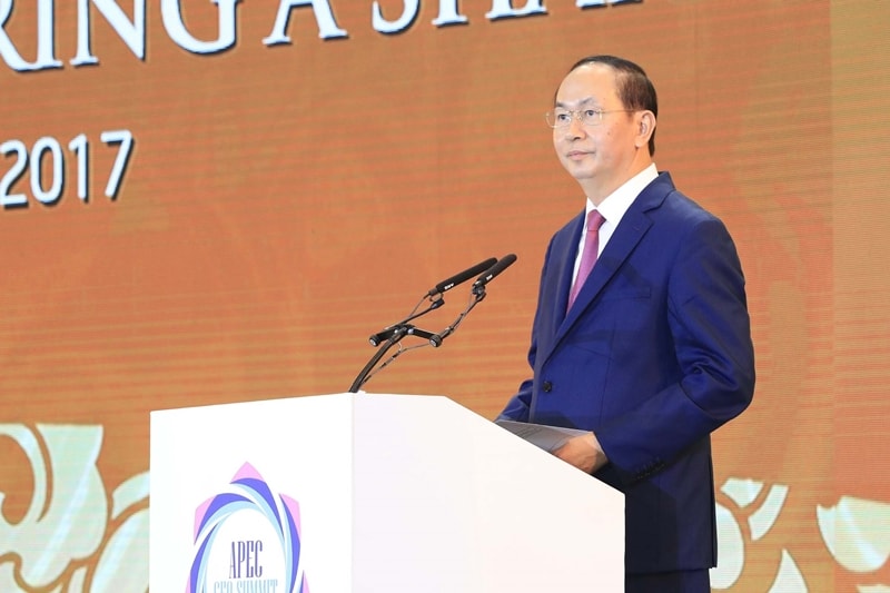 Chủ tịch nước Trần Đại Quang phát biểu tại APEC CEO Summit. Ảnh: T.D