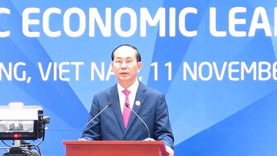 Chủ tịch nước Trần Đại Quang phát biểu tại cuộc Họp báo.