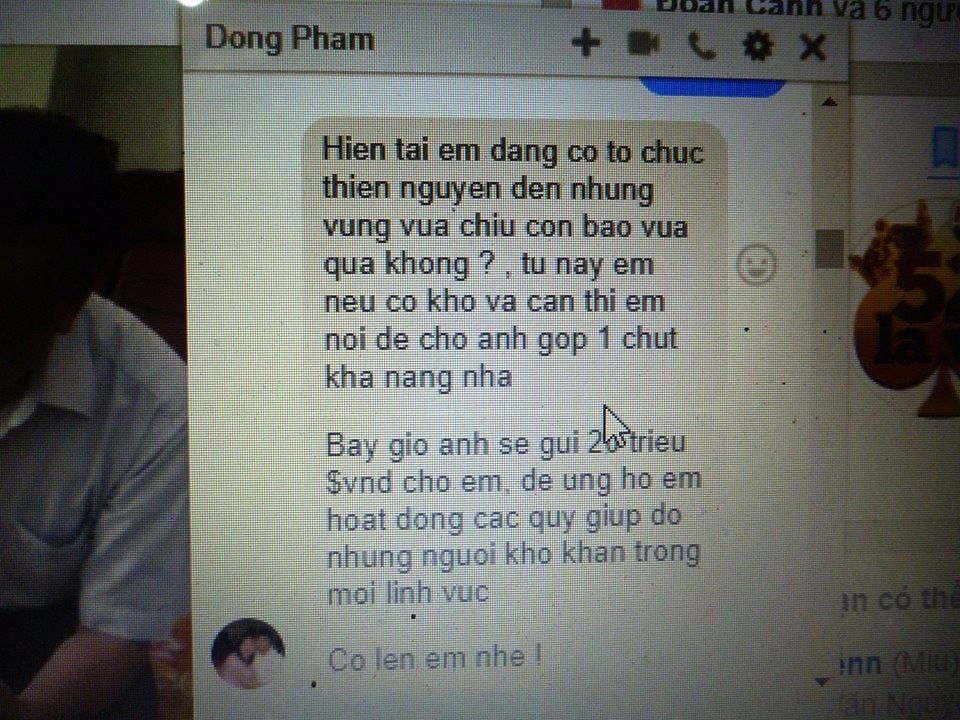 Tin nhắn lừa đảo từ facebook có tên 