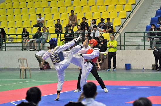 Việc áp dụng luật mới đã giúp các trận đấu tại giải Taekwondo vừa qua thêm hấp dẫn hơn. Ảnh: A.SẮC