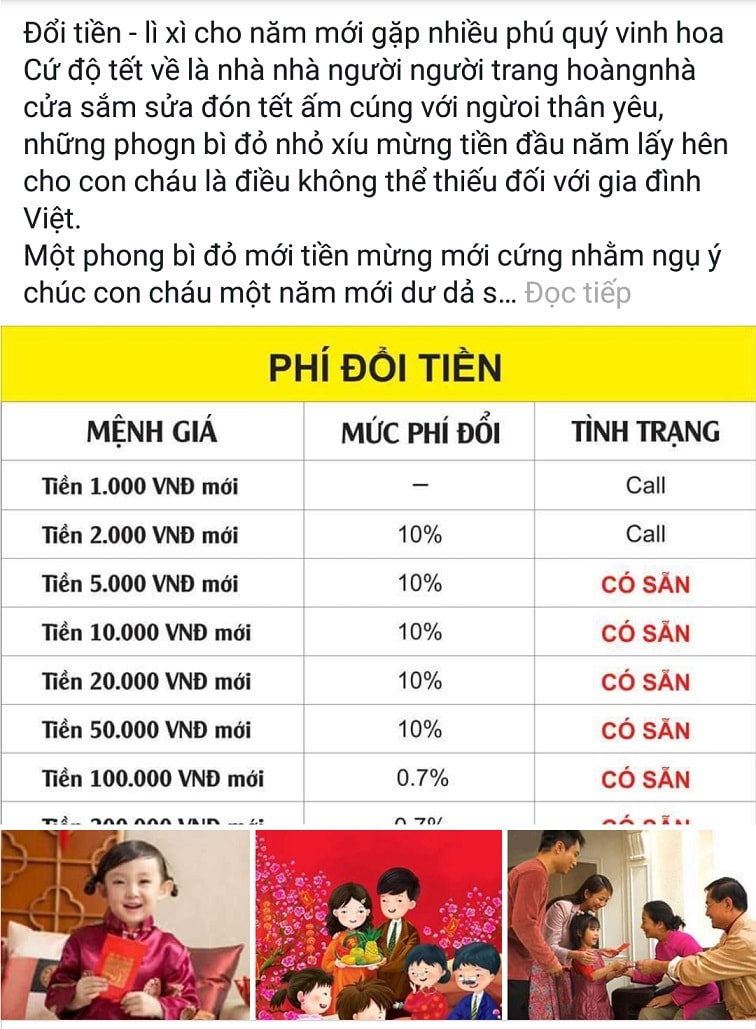 Có tài khoản FB công khai phí đổi tiền. 