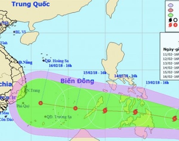 Dự đoán hướng đi của bão Sanba