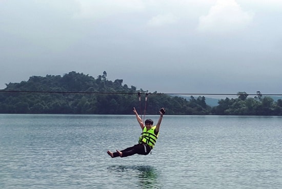 Zip-line system at Phu Ninh lake