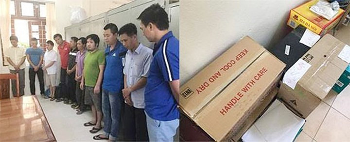 Khám xét nơi ở của 10 đối tượng nói trên, lực lượng công an đã thu giữ 2 ôtô, 2 máy tính laptop, 2 CPU máy vi tính, 16 điện thoại di động, 3 bộ phát wifi và 461 triệu đồng tiền mặt cùng nhiều tài liệu, tang vật liên quan đến việc đánh bạc dưới hình thức cá độ bóng đá trên mạng Internet. Theo kết quả điều tra ban đầu, chỉ tính từ đầu năm 2017 đến khi bị phát hiện, bóc gỡ đường dây đánh bạc này đã giao dịch số tiền lên tới hơn 1.400 tỷ đồng. (Ảnh: CAND)