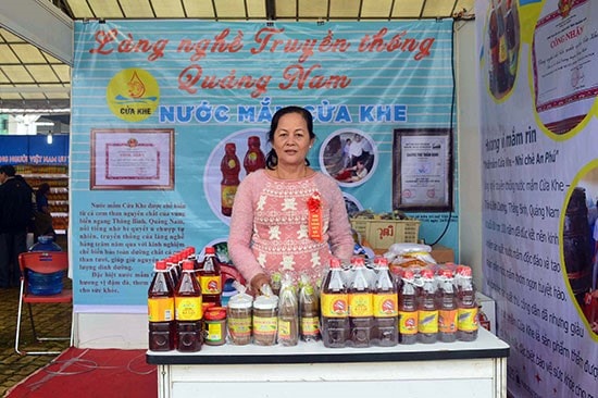 Fish sauce- a product from Cua Khe fish sauce village (Binh Duong commune, Thang Binh district) at a fair in Da Nang city.