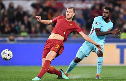 Umtiti không ngăn được Dzeko mở tỷ số.