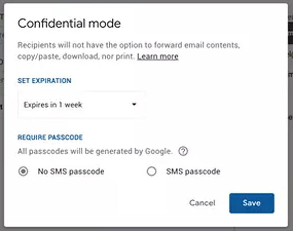 Giao diện Confidential Mode