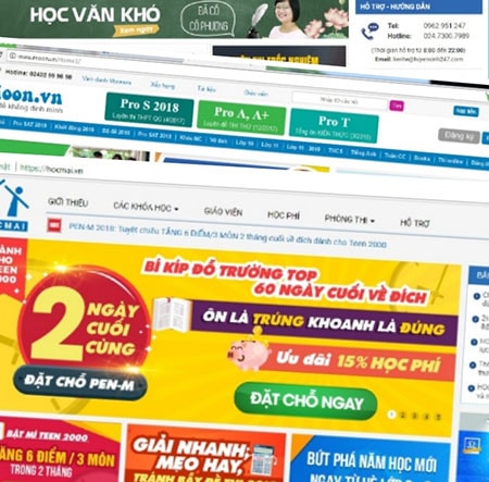 Nhiều trang web tổ chức luyện thi trực tuyến. Ảnh: C.N