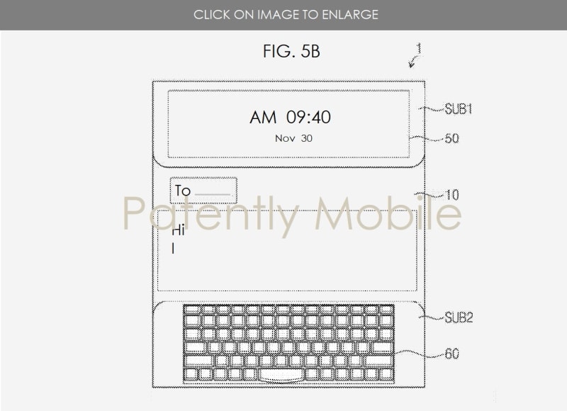 Bản vẽ minh họa máy tính đa gập của Samsung