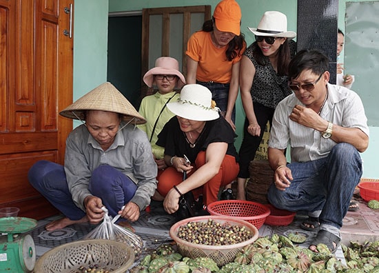 Du khách tham quan địa danh Trà Lý – Đồng Lớn và mua hạt sen tại nhà dân.  Ảnh: Như Trang