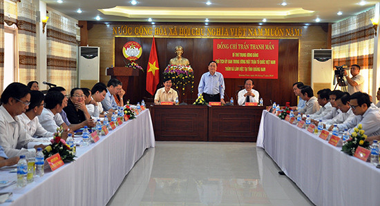 Quang cảnh buổi làm việc về công tác tổ chức cán bộ, chuẩn bị Đại hội MTTQ Việt Nam các cấp tỉnh Quảng Nam nhiệm kỳ 2019 - 2024. Ảnh: VINH ANH