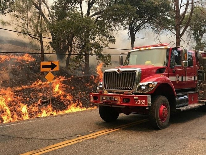Đám cháy dữ dội bao trùm khu vực Yolo và Napa, phía đông hồ Berryessa, California, ngày 3/7/2018.
