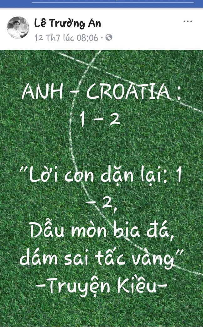 Anh Lê Trường An bình tỷ số trận Anh - Croatia.