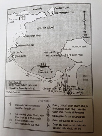 Hệ thống phòng thủ ở Đà Nẵng vào năm 1858 (theo Võ Văn Dật trong Lịch sử Đà Nẵng, Nxb Nam Việt, 2007).