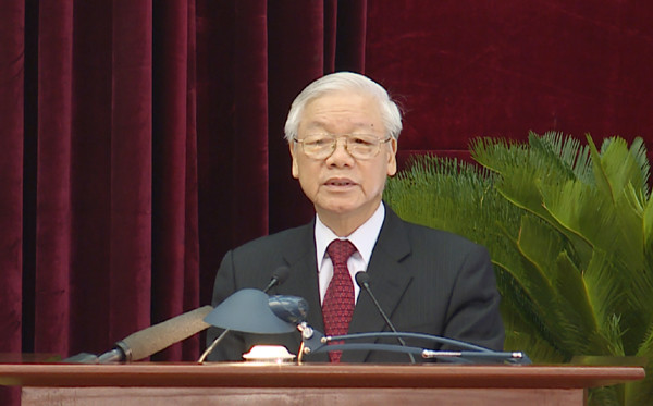 ổng Bí thư Nguyễn Phú Trọng phát biểu bế mạc Hội nghị Trung ương 8 khoá XII. (Ảnh: TA)