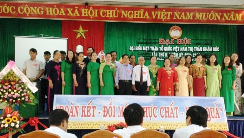 Ủy ban MTTQ Việt Nam thị trấn Khâm Đức nhiệm kỳ 2019- 2024 ra mắt đại hội. Ảnh: Mặt trận huyện Phước Sơn