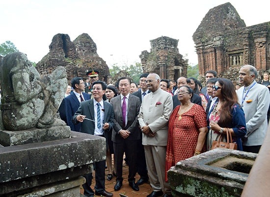 Chuyến thăm của Tổng thống Ram Nath Kovind đã khẳng định sự quan tâm của Chính phủ Ấn Độ về Di sản văn hóa thế giới Mỹ Sơn. Ảnh: V.LỘC