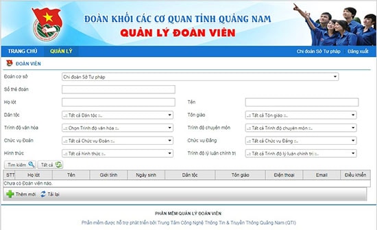 Giao diện chung của Hệ thống Quản lý đoàn viên – Ảnh: Hồng Cường