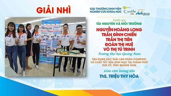 Nhóm nghiên cứu V.Green thuộc Khoa Lý – Hóa – Sinh, trường Đại học Quảng Nam đạt giải nhì giải thưởng sinh viên nghiên cứu khoa học Euréka lần thứ XX 