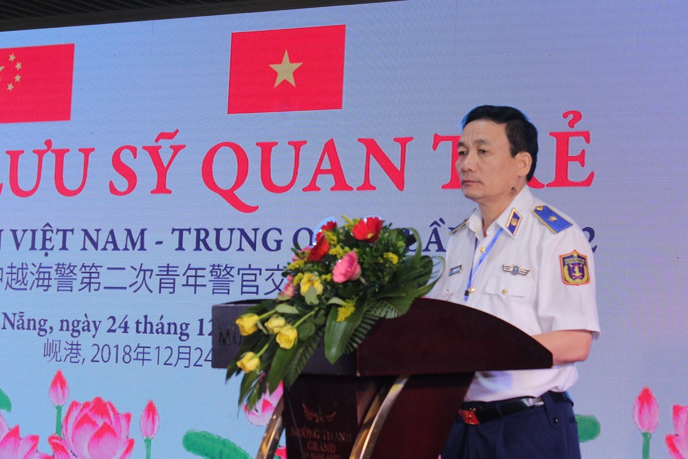 Thiếu tướng Doãn Bảo Quyết - Phó Chính ủy CSB Việt Nam  phát biểu khai mạc.