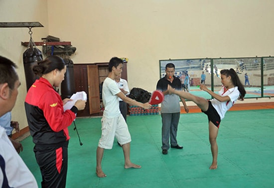 Trường Năng khiếu nghiệp vụ TD-TT Quảng Nam kiểm tra tuyển sinh bộ môn Karatedo.  Ảnh: L.L