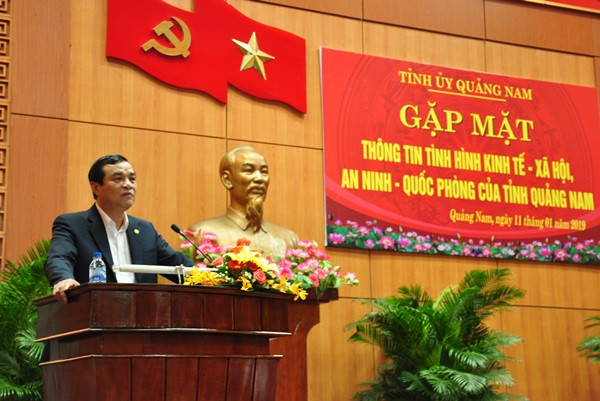 Bí thư Tỉnh ủy Phan Việt Cường phát biểu tại buổi gặp mặt chiều 11.1. Ảnh: N.Đ