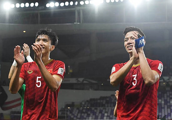 Nụ cười của các cầu thủ Việt Nam sau chiến thắng 2-0 trước Yemen ở vòng bảng Asian Cup. Ảnh: Internet