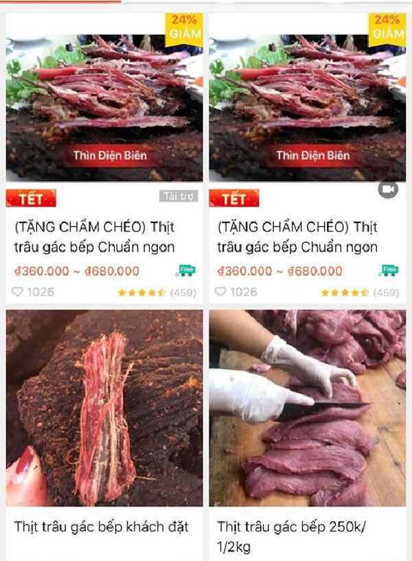 Thực phẩm trên các trang thương mại điện tử được gắn nhãn “Tết”.