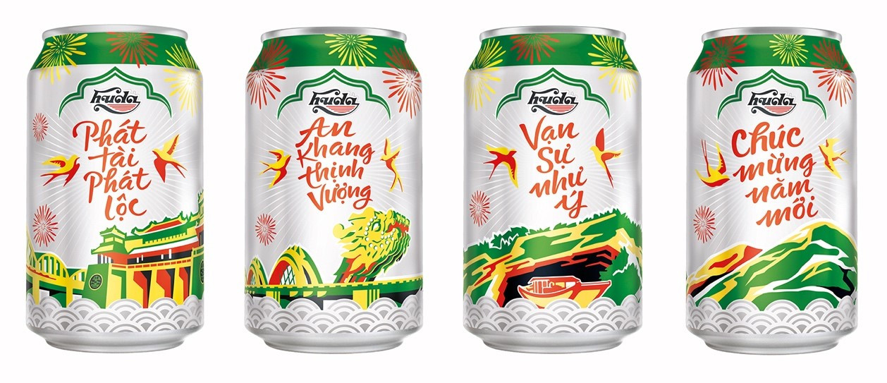 Với thông điệp “Vẹn nguyên vị Tết - Kết tình miền Trung”, thương hiệu Huda lần đầu tiên cho ra mắt bộ sản phẩm lon bia được thiết kế bắt mắt dành riêng cho dịp Xuân Kỷ Hợi