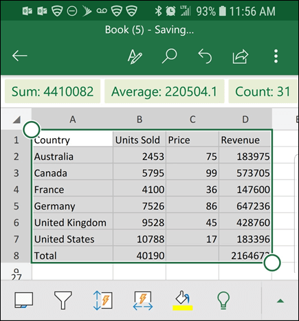 Hình được ghi từ smartphone rồi đưa vào Excel