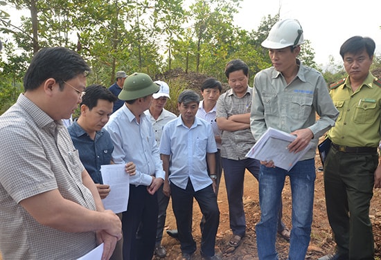 Phó Chủ tịch UBND tỉnh Lê Trí Thanh khảo sát thực địa quy hoạch mỏ sắt tại xã Phước Hiệp. Ảnh: H.P