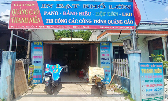 Cơ sở HTX Thương mại và dịch vụ quảng cáo Thanh Niên ở xã Quế Trung, Nông Sơn. Ảnh: PHAN VINH