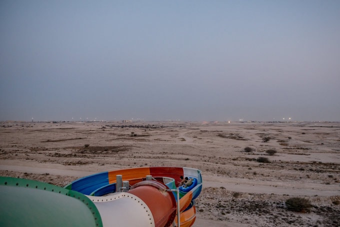 Một đường trượt tại công viên nước Aqua Park Qatar ở ngoại ô Doha.