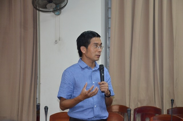 GS-TS. Dương Quang Trung phát biểu tại Trại hè NCKH lần thứ 5. Ảnh: N.T.B