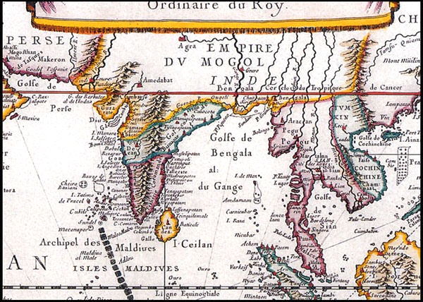 Vietnam’s Paracel (Hoàng Sa) on the map of Indes Orientale by Pierre Duval, Paris, French (1677).