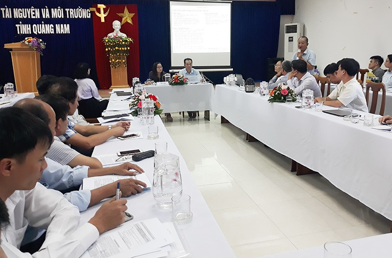 Quảng cảnh hội nghị giữa kỳ của Ban điều phối quản lý lưu vực sông Vu Gia - Thu Bồn diễn ra tại Quảng Nam ngày 27.8