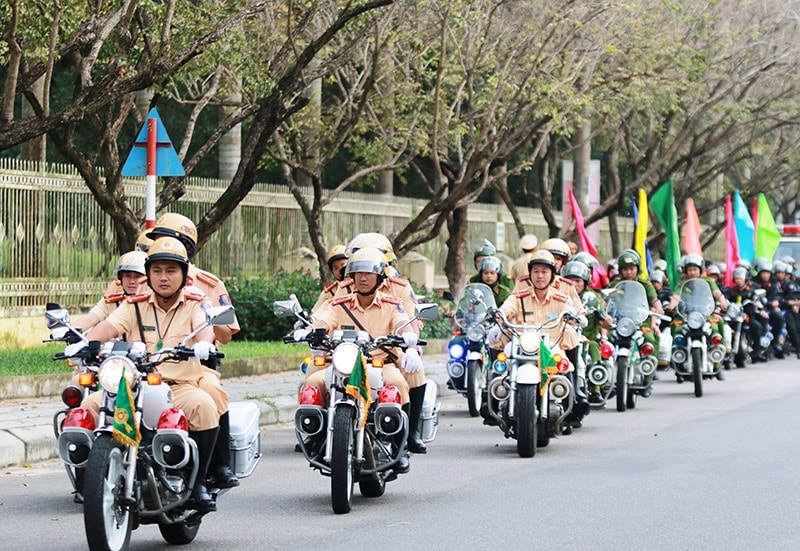 Với kinh nghiệm tham gia bảo đảm an ninh nhiều sự kiện quan trọng, Công an Quảng Nam đã huy động lực lượng, chuẩn bị kỹ lưỡng để đảm bảo an ninh cho sự kiện lần này. Ảnh: T.C