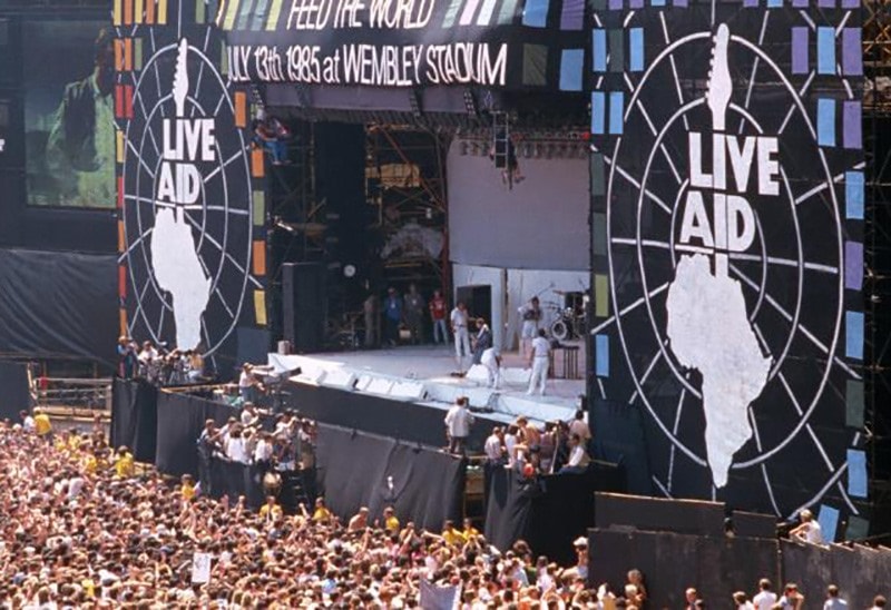 Chương trình hòa nhạc từ thiện Live Aid do Global Citizen tài trợ được phát trực tiếp thu hút rất đông khán giả vào năm 1985. Ảnh: CNN