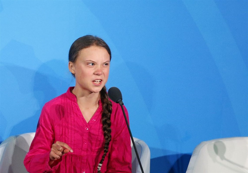 Nhà hoạt động môi trường Greta Thunberg tại hội nghị. Ảnh: internet