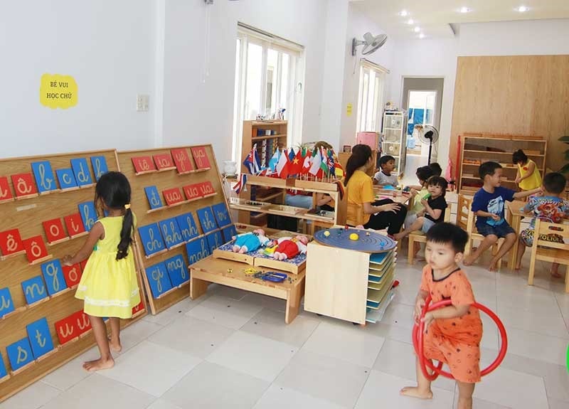 Một buổi học theo tinh thần Montessori tại Trường Monties Preschool (TP.Tam Kỳ). Ảnh: K.L