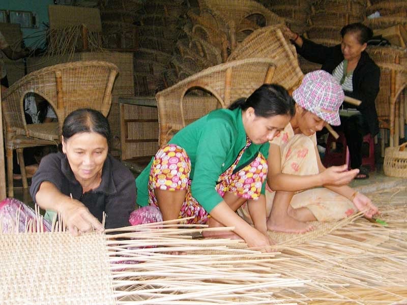 Nguồn nguyên liệu thiếu ổn định đang là nguyên nhân khiến không ít cơ sở mây tre đan gặp khó. Ảnh: T.L