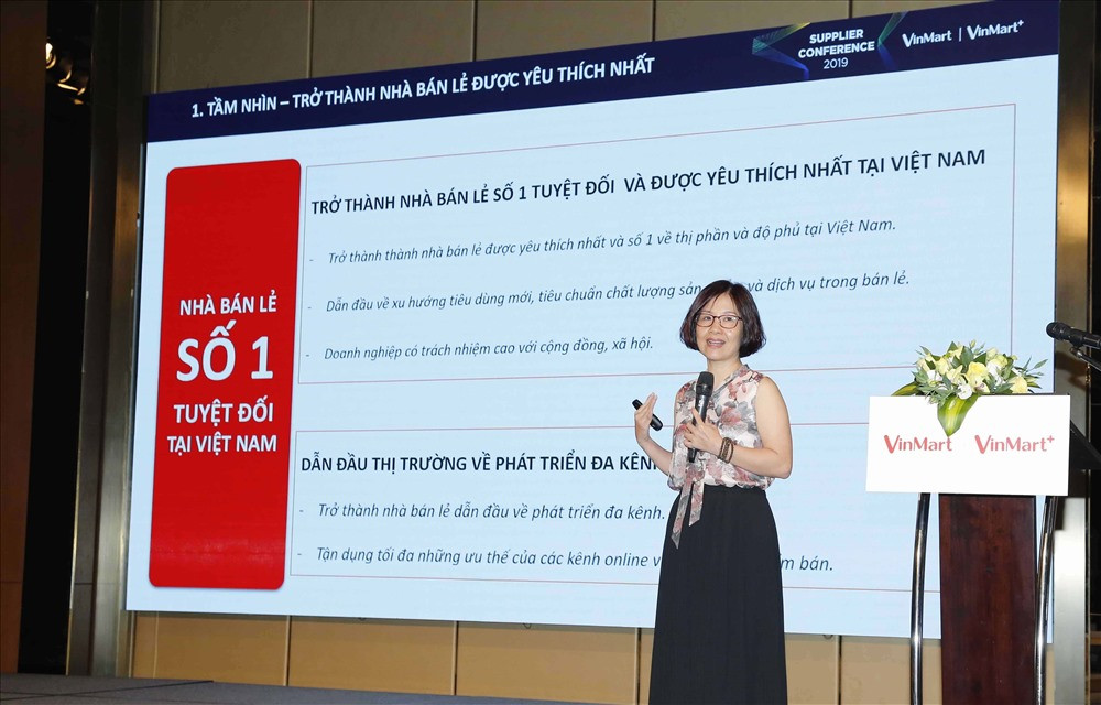 Bà Thái Thị Thanh Hải, Tổng Giám đốc Công ty VinCommerce công bố về định hướng chiến lược giai đoạn 2020 – 2025.