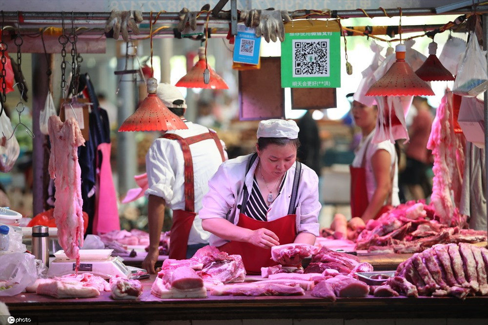 Một khu chợ thịt heo ở Trung Quốc. Ảnh: IC