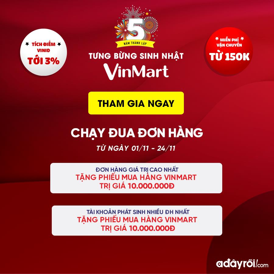 Hàng loạt quà tặng hấp dẫn trên Adayroi.com mừng sinh nhật VinMart & VinMart+