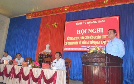 Bí thư Tỉnh ủy Phan Việt Cường kêu gọi người dân Thăng Bình đồng thuận với việc triển khai các dự án để nâng cao chất lượng cuộc sống. Ảnh: QUANG VIỆT