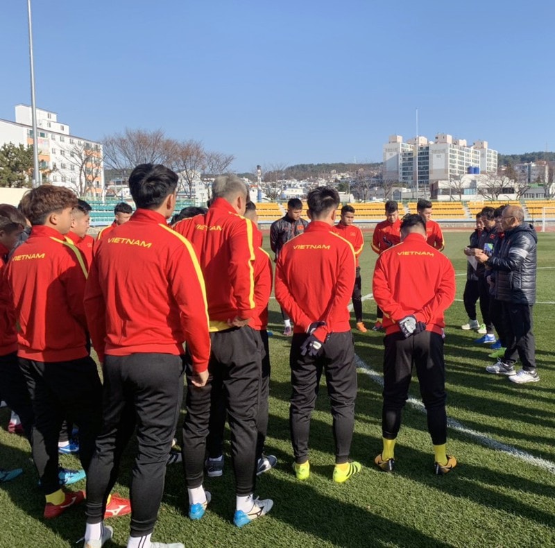 U23 Việt Nam đang tập huấn ở Hàn Quốc chuẩn bị cho VCK U23 châu Á 2020 (Ảnh: VFF).